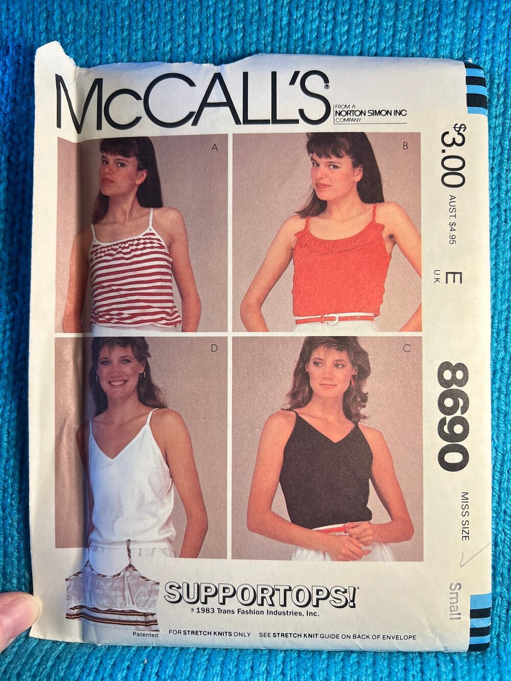 McCalls 8690 Sewing pattern knit tank camisole top shirt size small